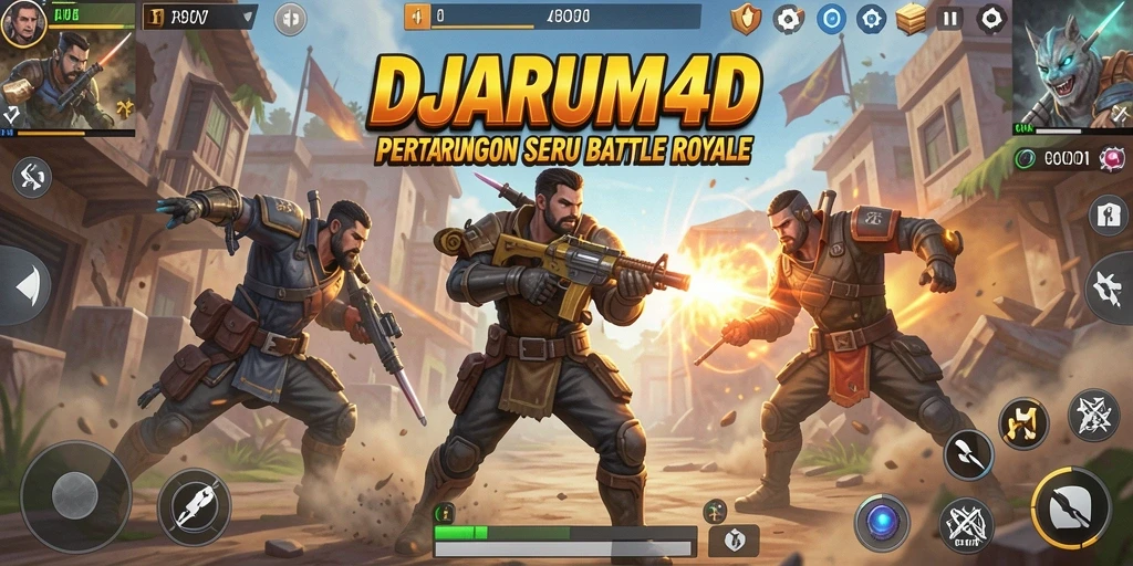 Tampilan gameplay seru dalam DJARUM4D di medan pertempuran Battle Royale.