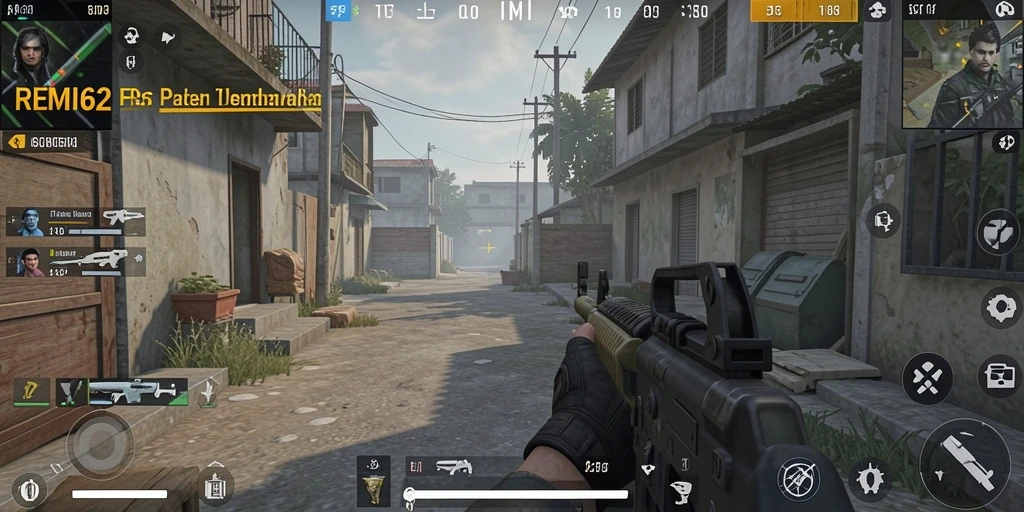 Tampilan gameplay intens dari REMI62 dalam aksi FPS.