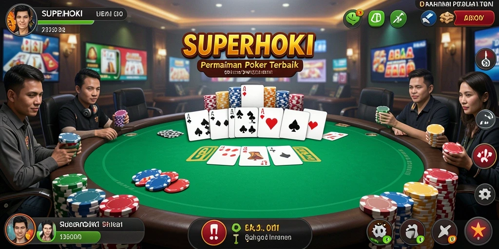 Screenshot SUPERHOKI menampilkan pengalaman gameplay poker yang seru dan interaktif.